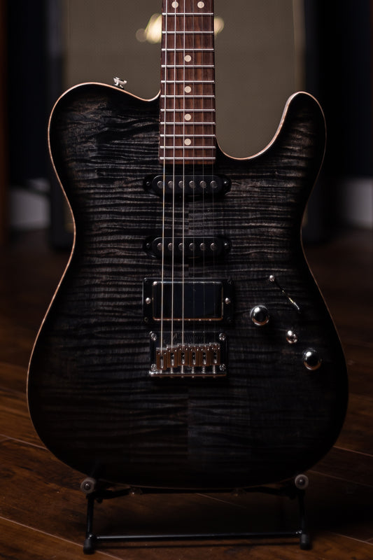 2022 Tom Anderson Top T Electric Guitar - Atlantic Storm to Black Edge Burst with Binding