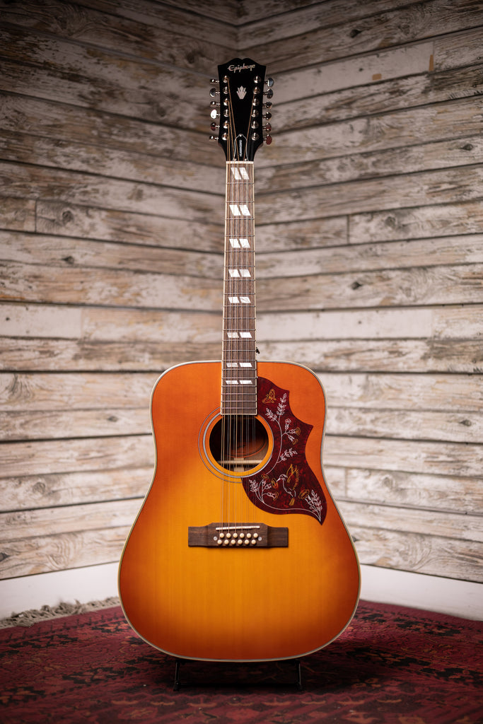 Epiphone Hummingbird 12-String Dreadnought Acoustic-Electric Guitar - Aged Cherry Sunburst Gloss