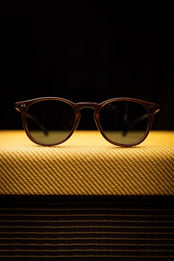 Johann Wolff Sunglasses - Kepler in Hickory w/ Blue Lenses