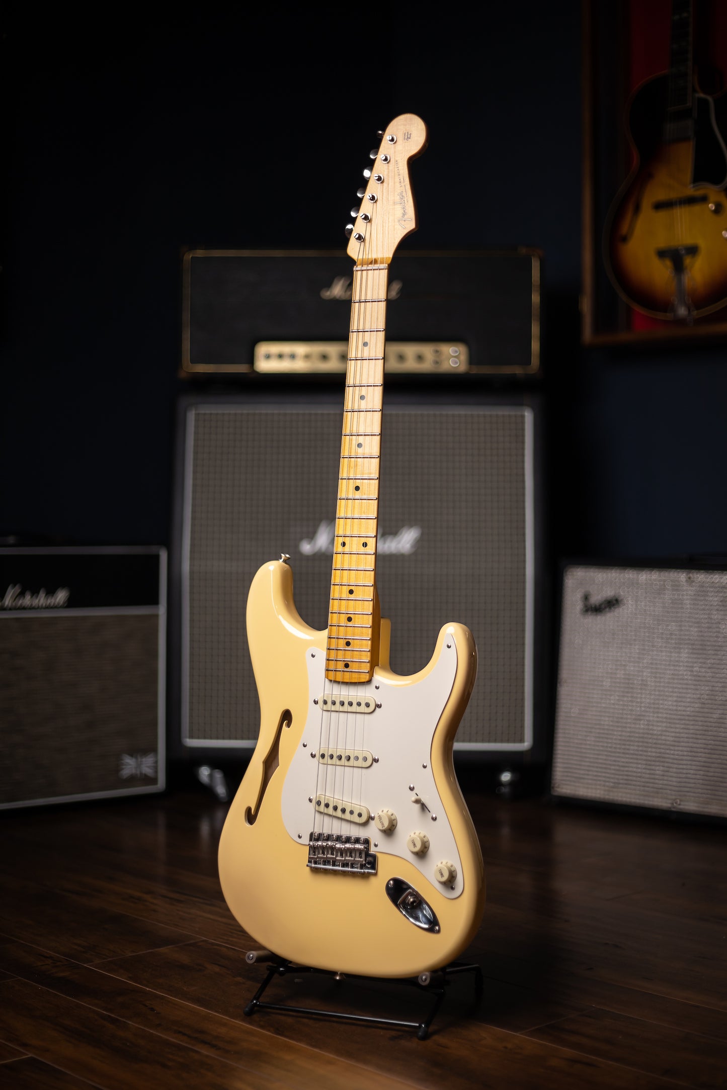 2018 Fender Eric Johnson Signature Thinline Stratocaster Electric Guitar - Vintage White