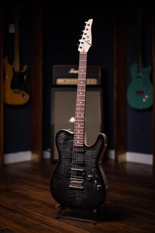 2022 Tom Anderson Top T Electric Guitar - Atlantic Storm to Black Edge Burst with Binding