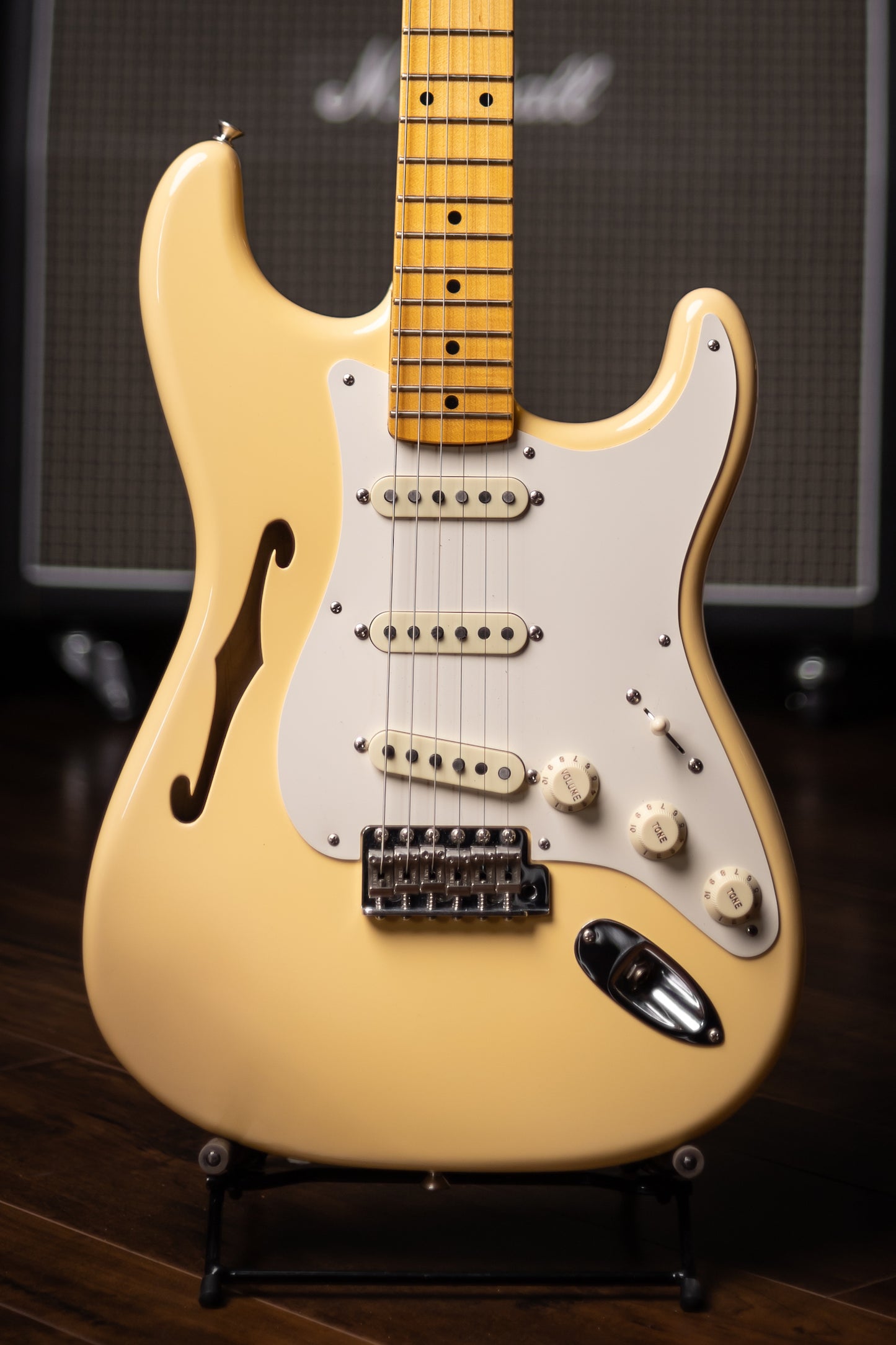 2018 Fender Eric Johnson Signature Thinline Stratocaster Electric Guitar - Vintage White