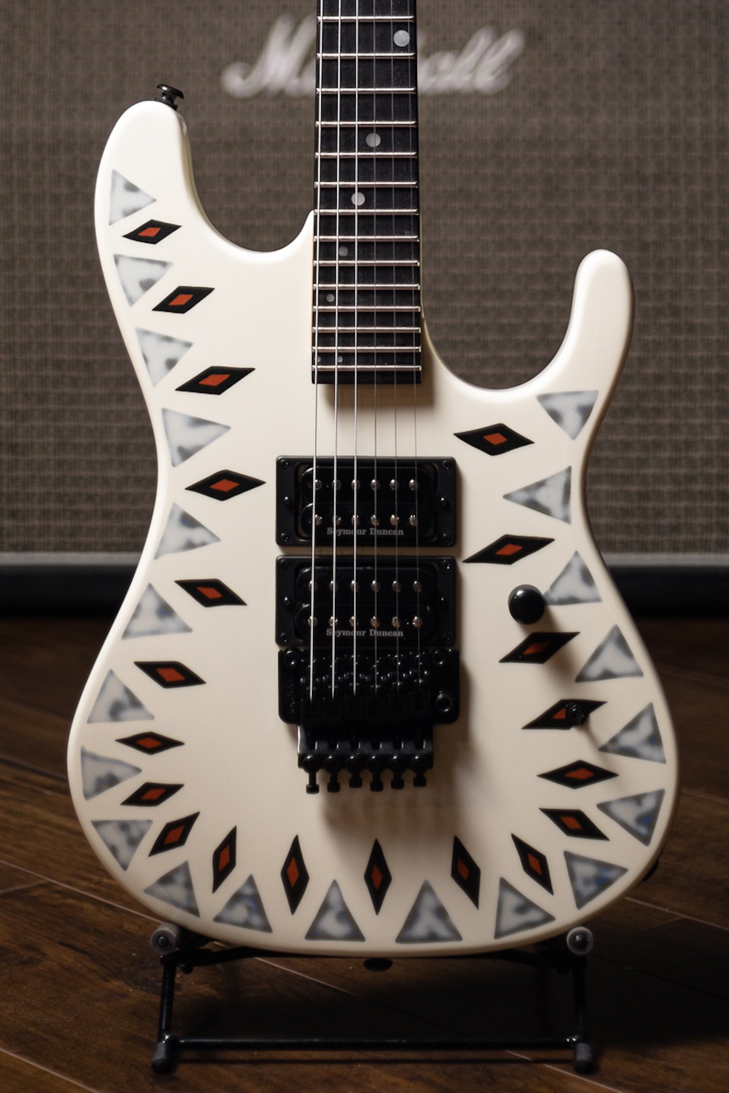 Kramer NightSwan Electric Guitar - Vintage White with Aztec Graphic