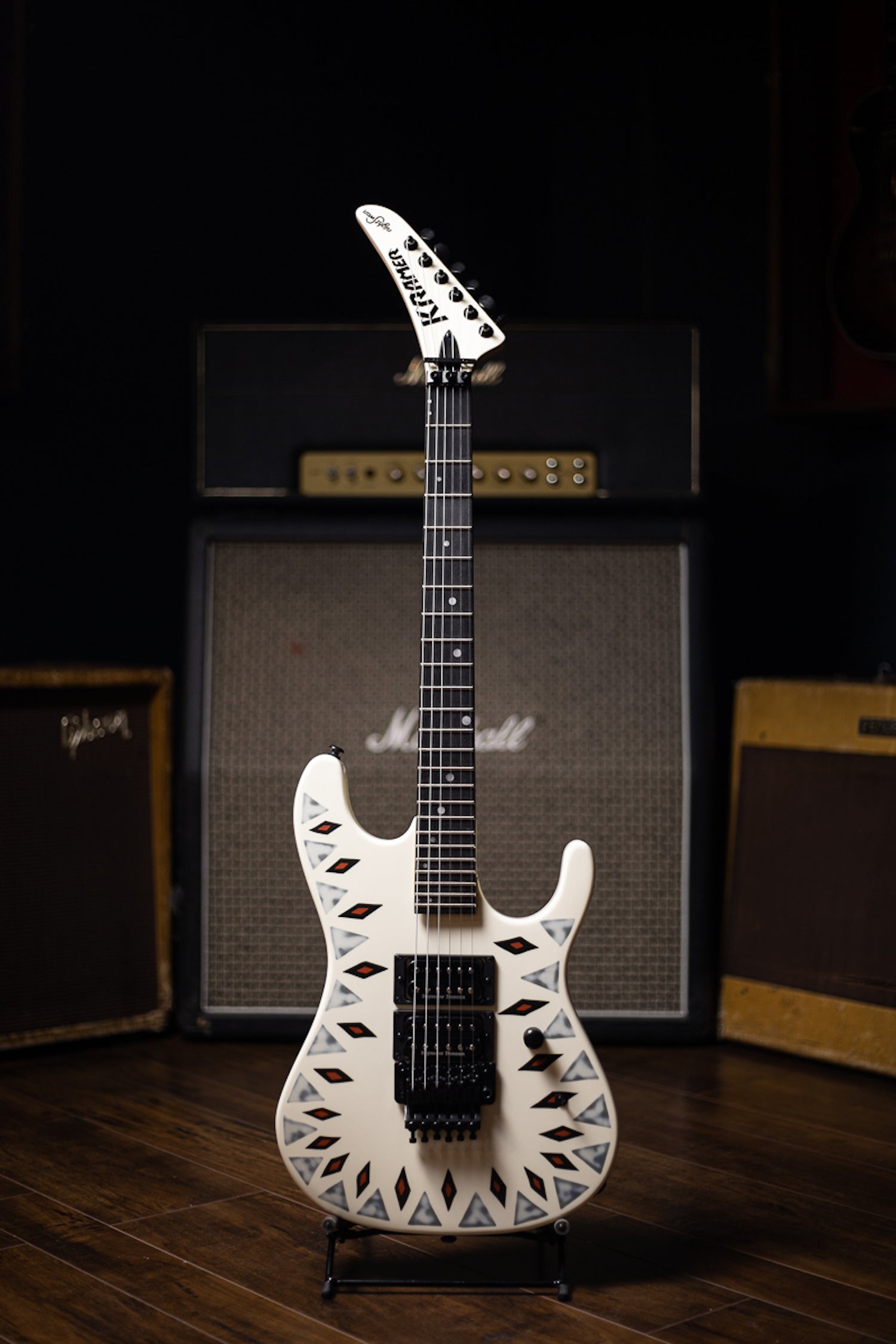 Kramer NightSwan Electric Guitar - Vintage White with Aztec Graphic