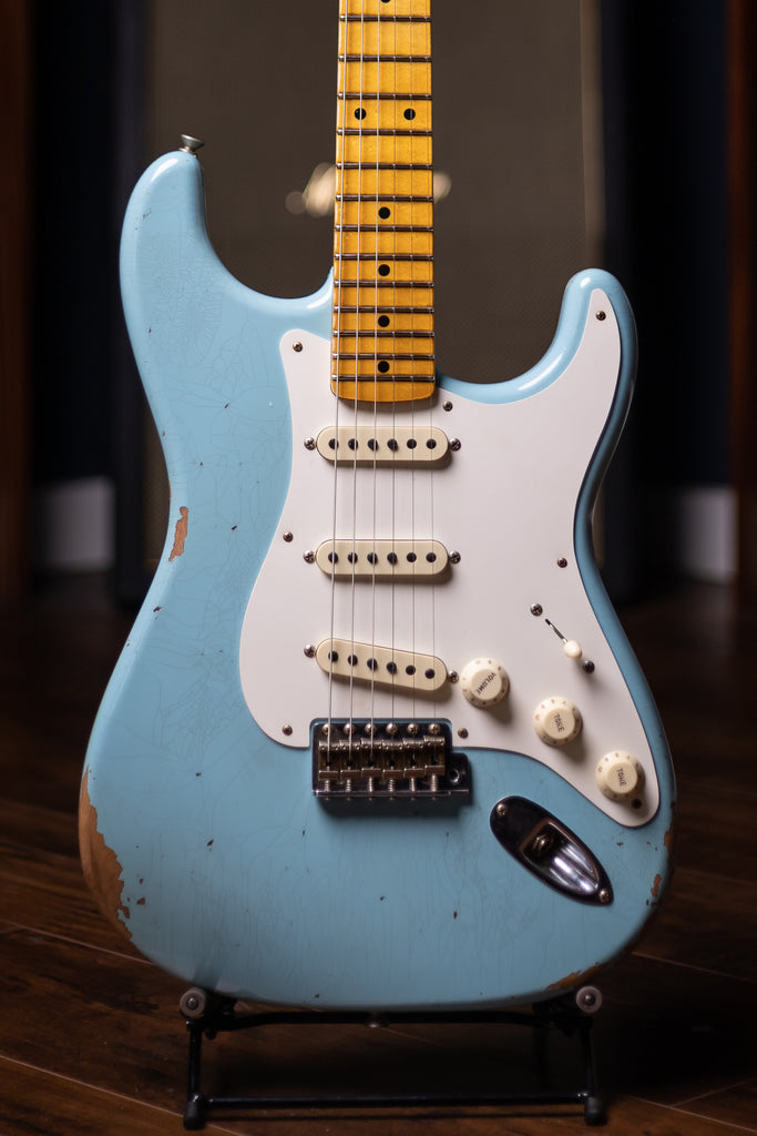 Fender Custom Shop Time Machine 1957 Stratocaster Relic Electric Guitar - Faded Aged Daphne Blue