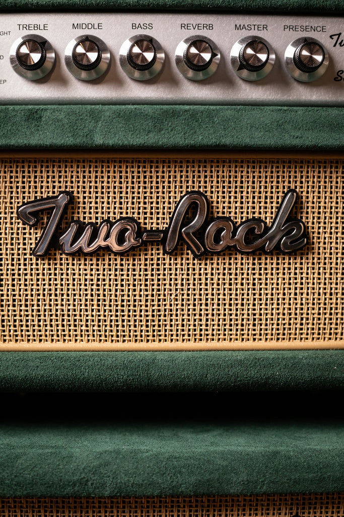 Two-Rock Studio Signature 35 Watt Tube Head and 12-65B 1x12 Extension Cabinet - Forest Green Suede, Silver Chassis, Cane Grill, Silver Knobs