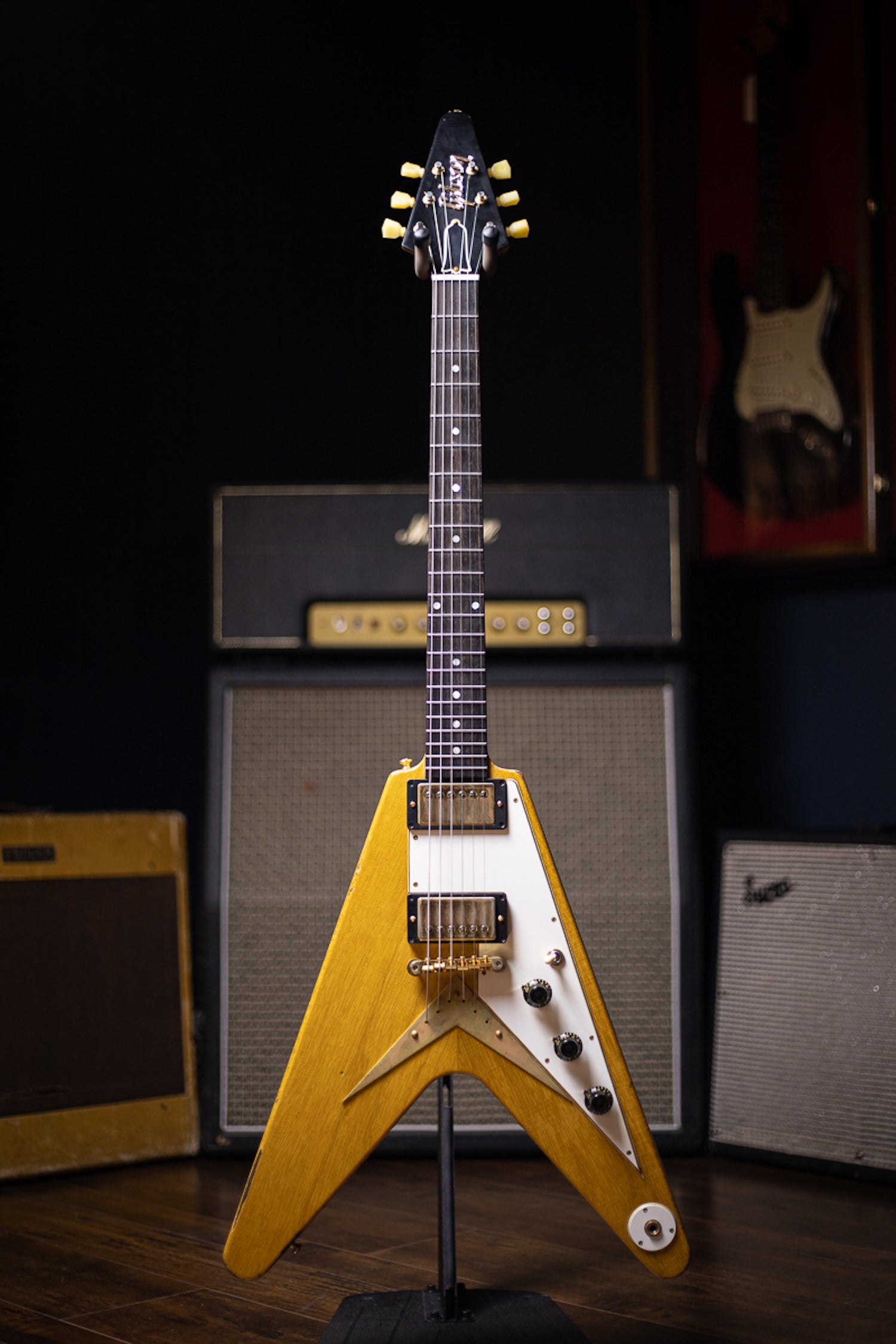 2021 Gibson 58 Korina Flying V Brazilian Rosewood Fingerboard Murphy Lab Light Aged GH Electric Guitar - Natural 81031