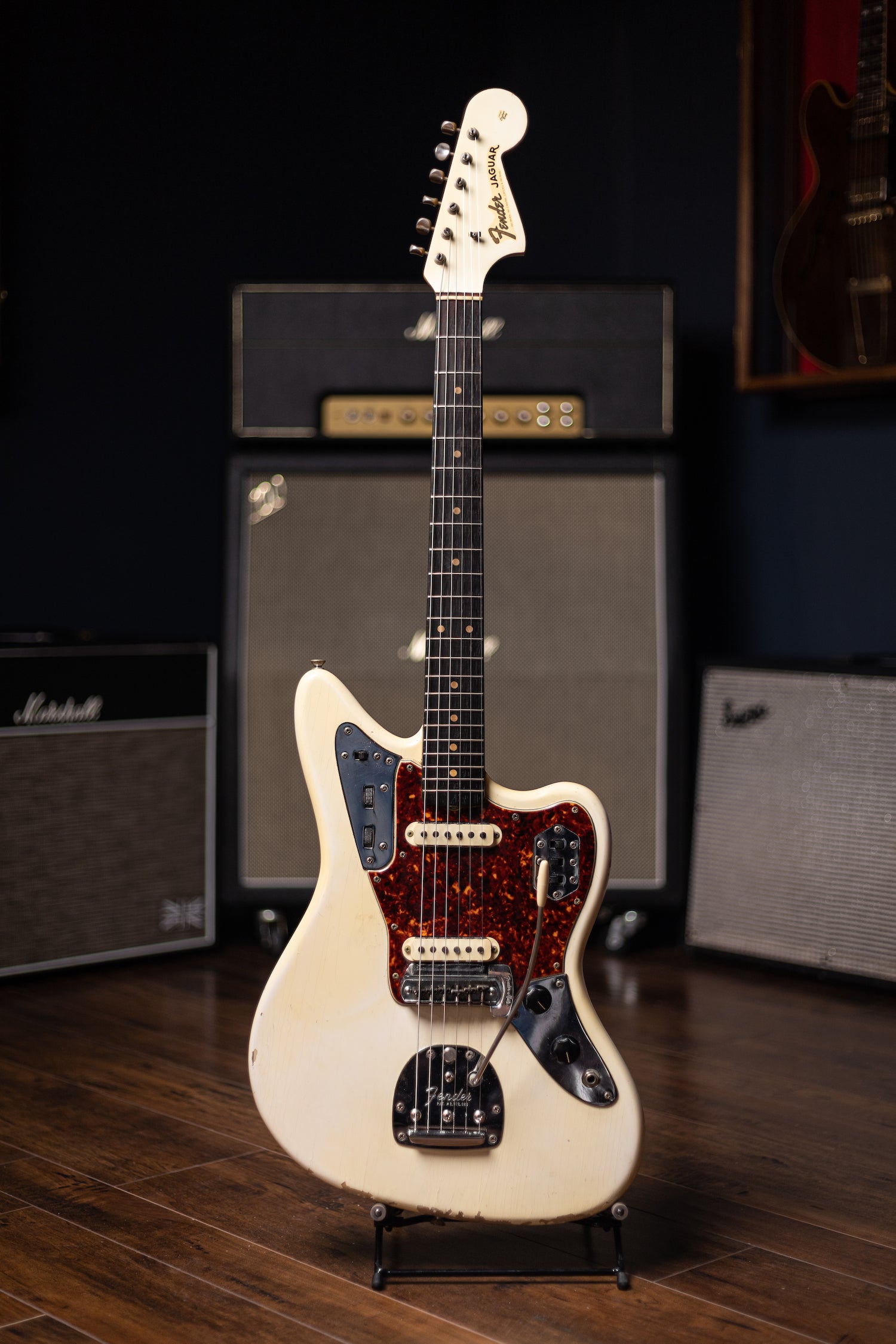 1964 Fender Jaguar Electric Guitar - Olympic White with Matching Headstock