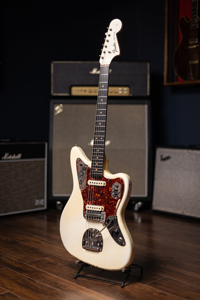 1964 Fender Jaguar Electric Guitar - Olympic White with Matching Headstock