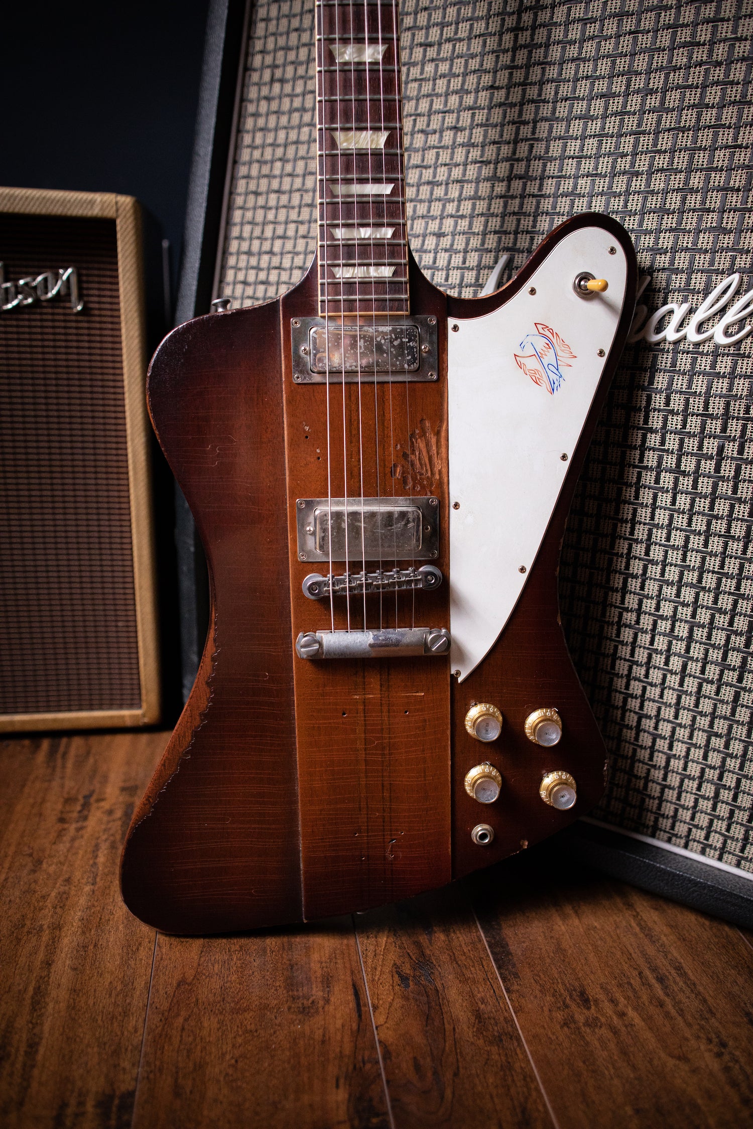 2009 Gibson Custom Shop Signature Johnny Winter '63 Firebird V Aged Electric Guitar - Vintage Sunburst - Walt Grace Vintage