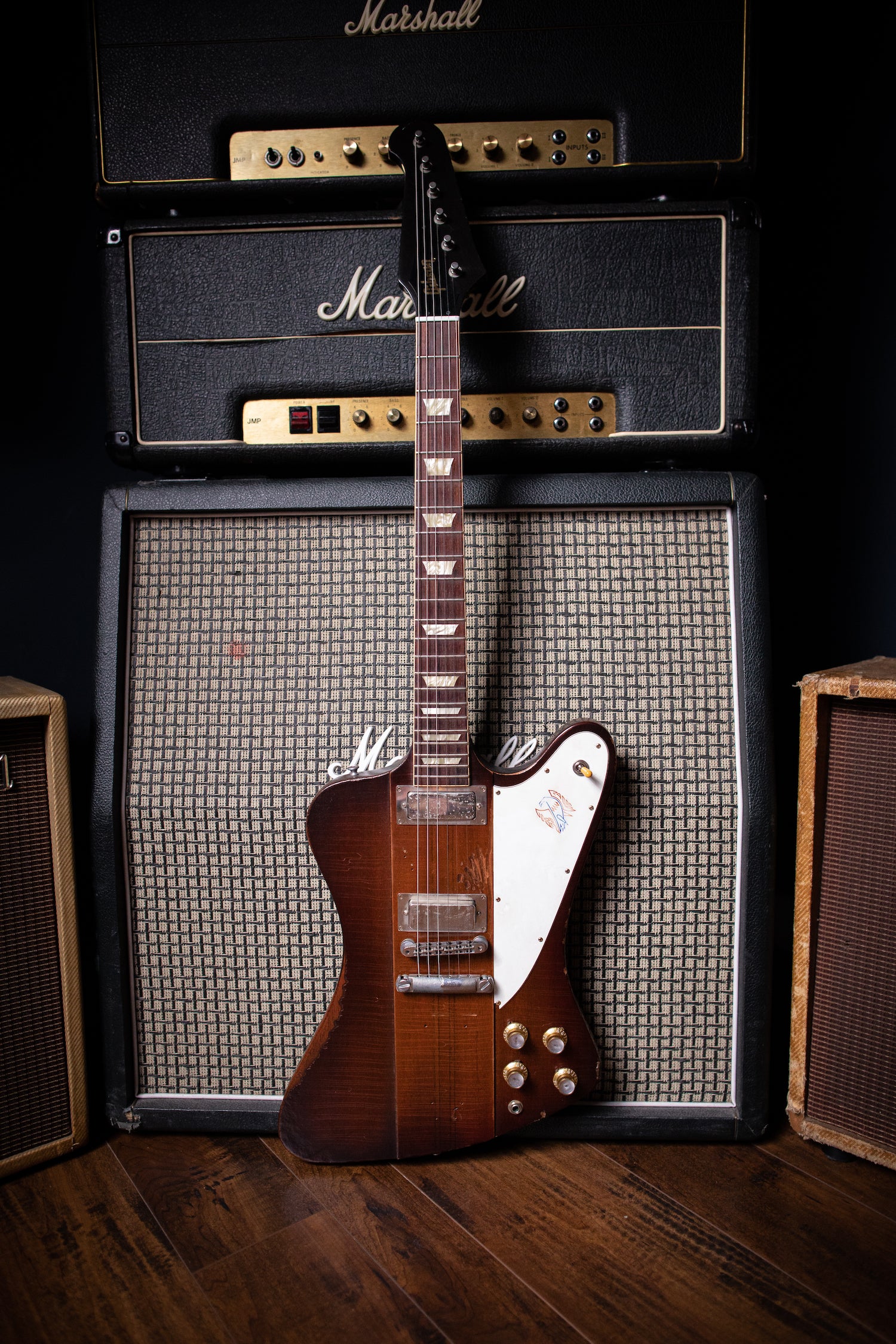 2009 Gibson Custom Shop Signature Johnny Winter '63 Firebird V Aged Electric Guitar - Vintage Sunburst - Walt Grace Vintage