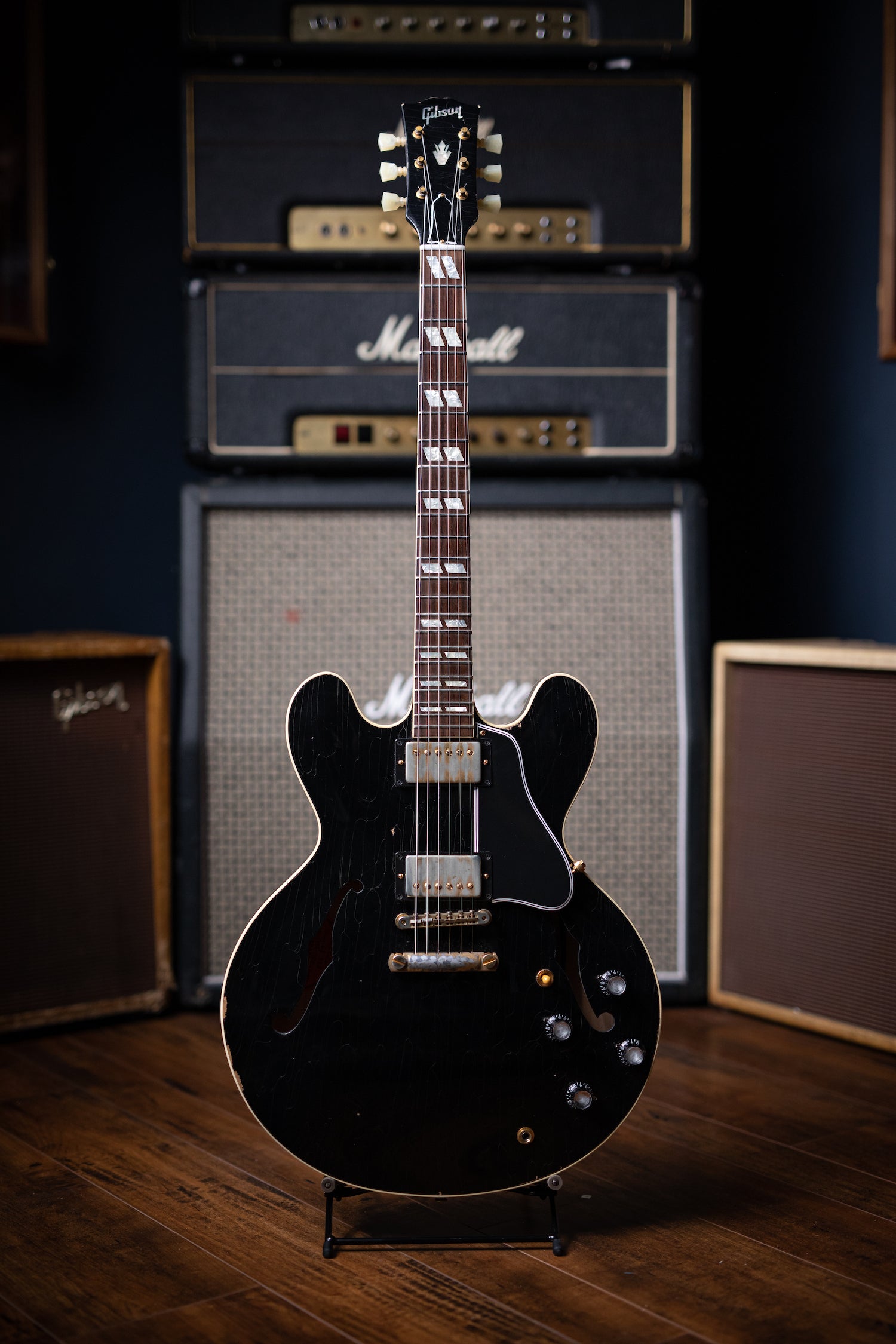 2016 Gibson Custom Shop '63 ES-335 CME Limited Electric Guitar - Aged Ebony - Walt Grace Vintage