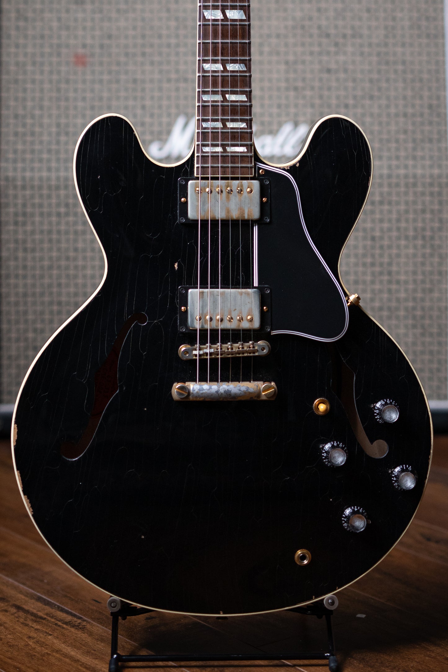2016 Gibson Custom Shop '63 ES-335 CME Limited Electric Guitar - Aged Ebony - Walt Grace Vintage