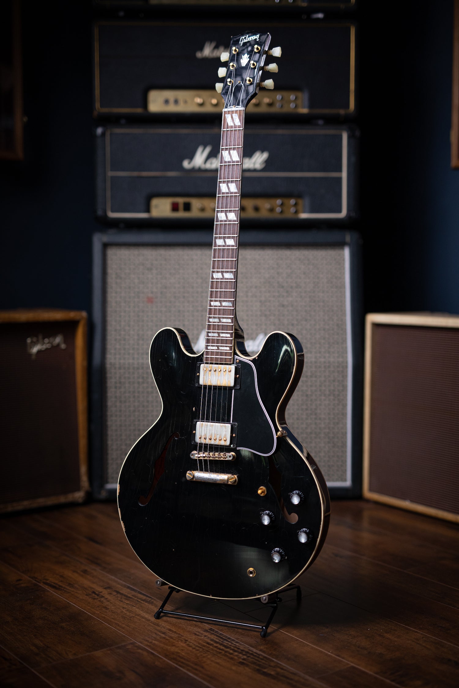 2016 Gibson Custom Shop '63 ES-335 CME Limited Electric Guitar - Aged Ebony - Walt Grace Vintage