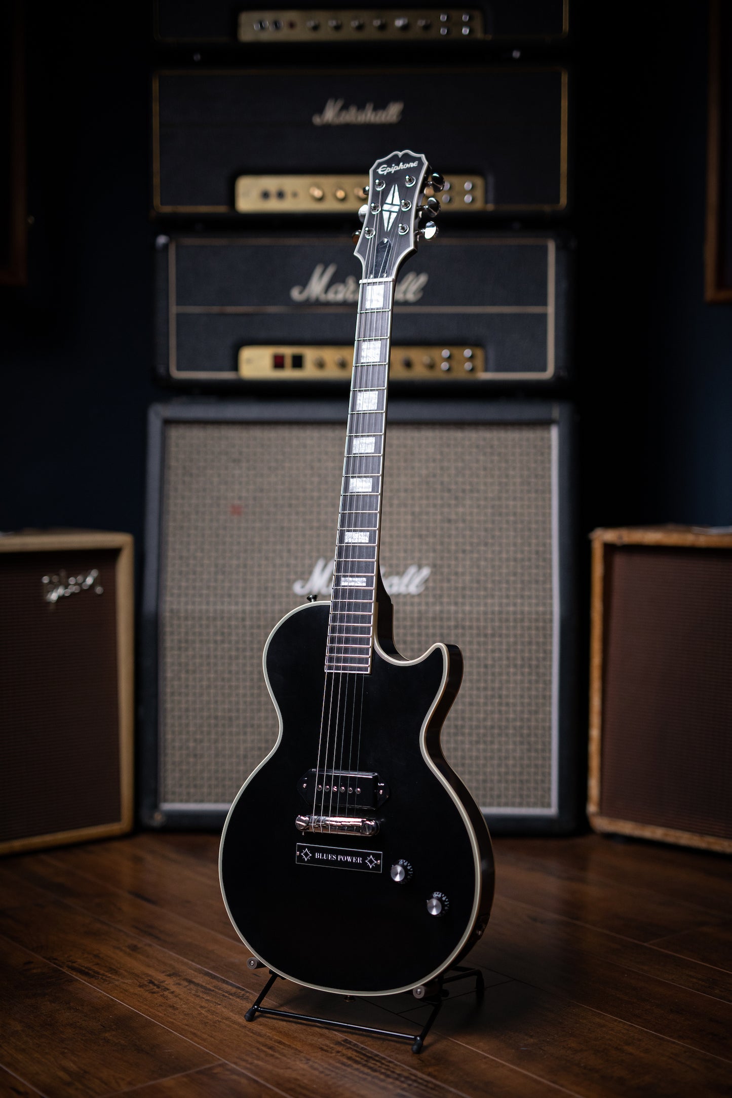 Epiphone Jared James Nichols "Old Glory" Les Paul Custom Electric Guitar - Ebony - Walt Grace Vintage