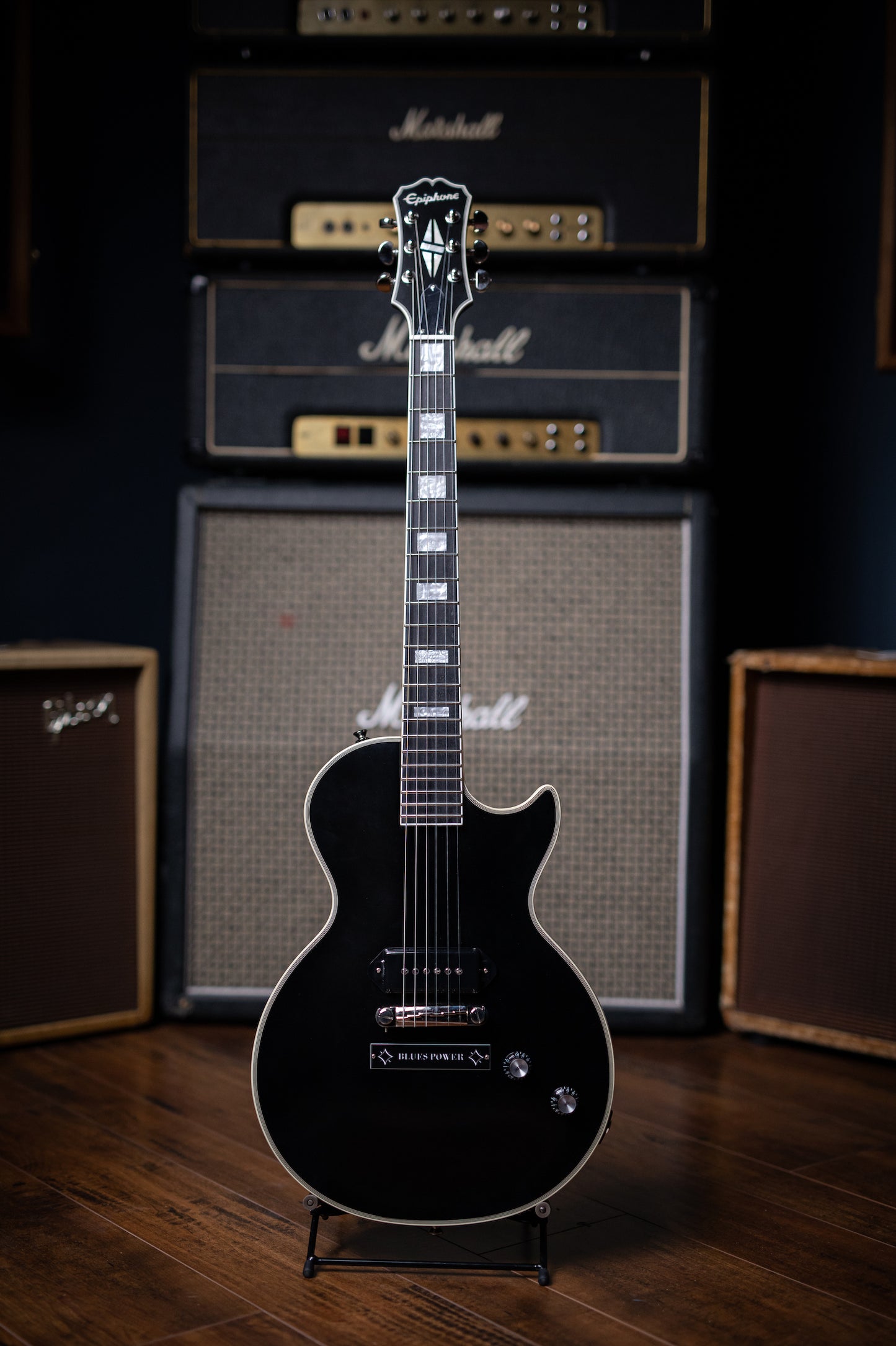 Epiphone Jared James Nichols "Old Glory" Les Paul Custom Electric Guitar - Ebony - Walt Grace Vintage