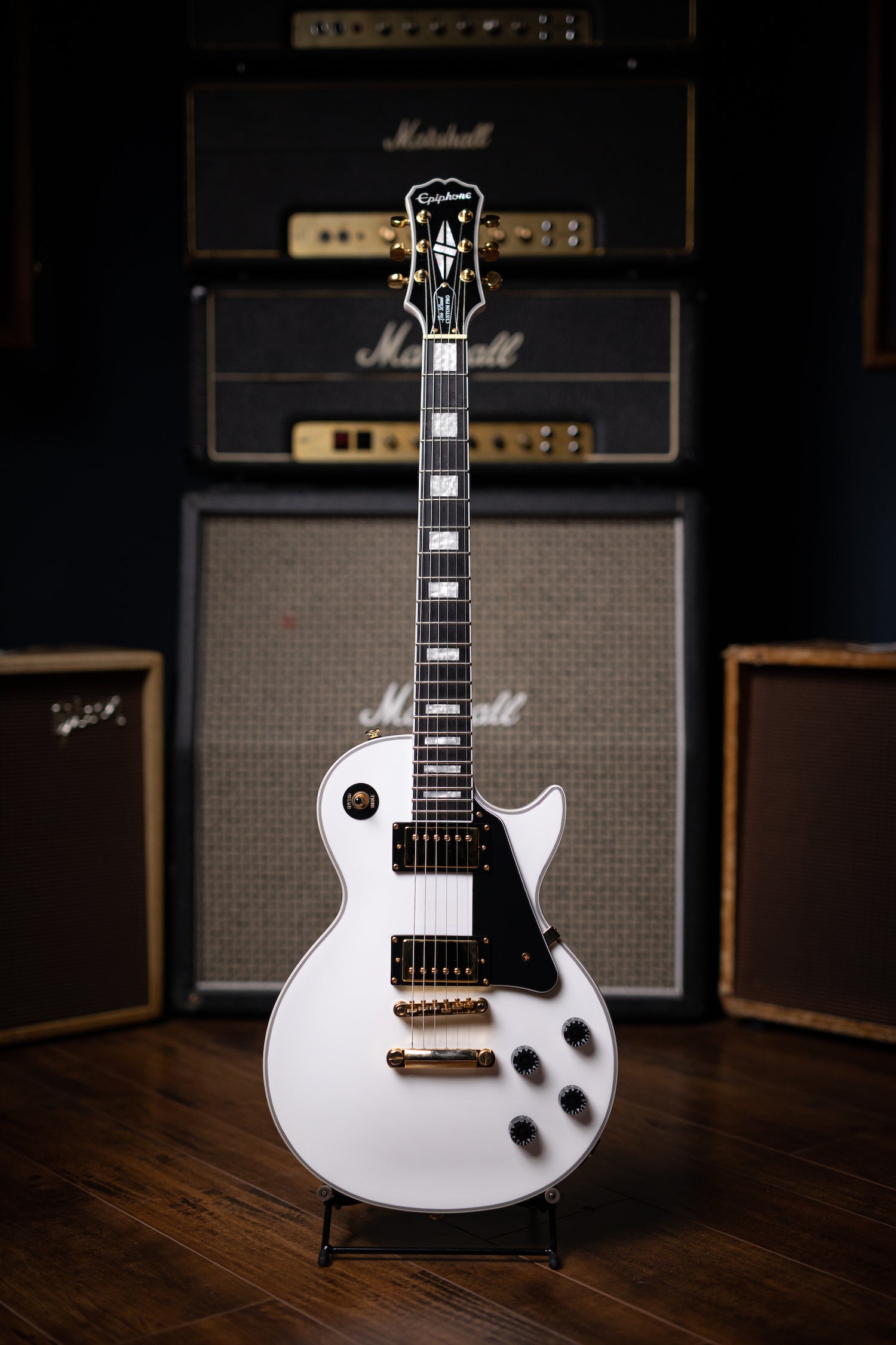 ギター Epiphone Les Paul CUSTOM PRO Epiphone Les Paul Custom Pro Electric Guitar - Alpine White – Walt