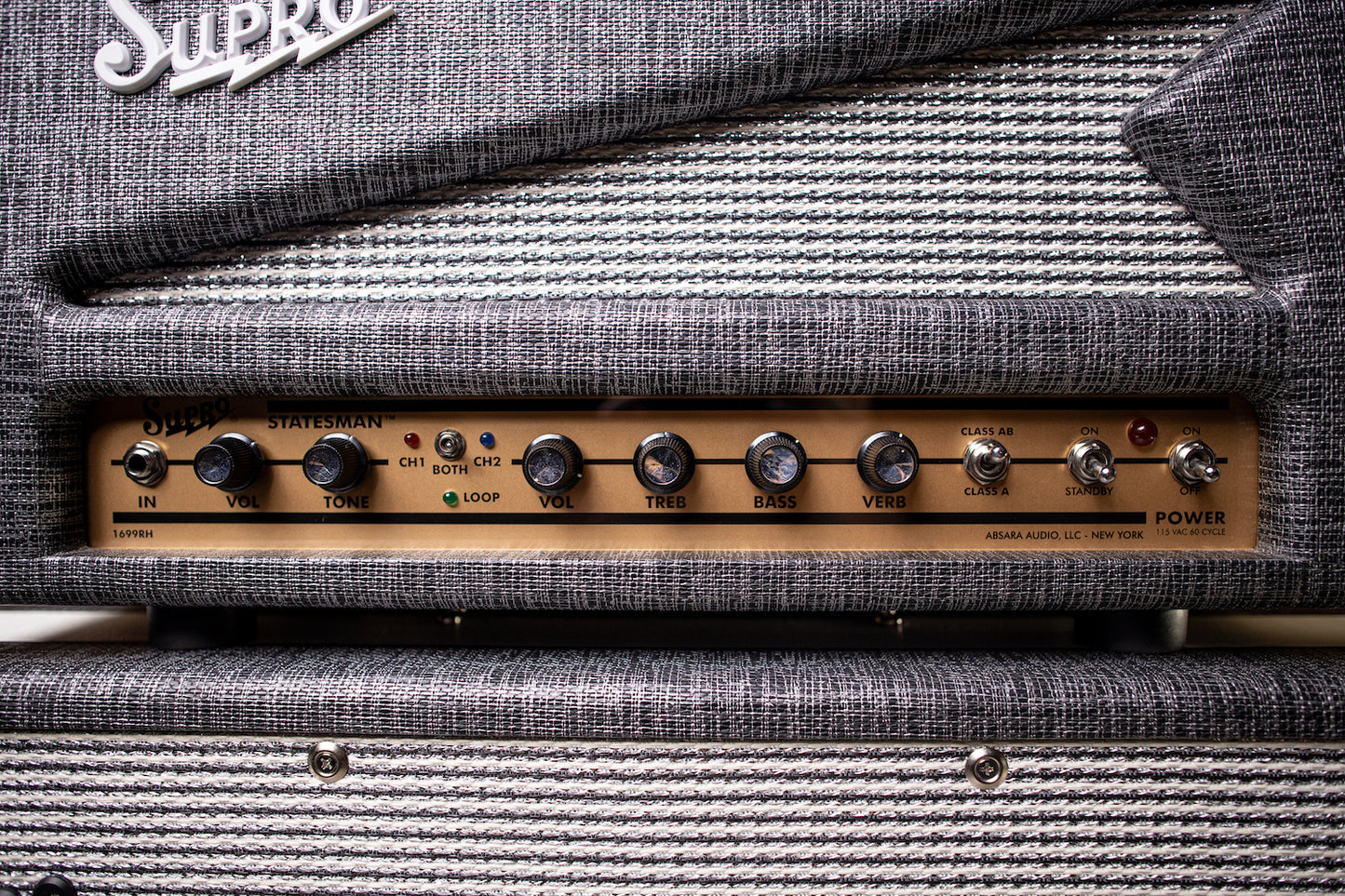 Supro 1699RH Statesman 50 Watt Tube Head - Gray - Walt Grace Vintage