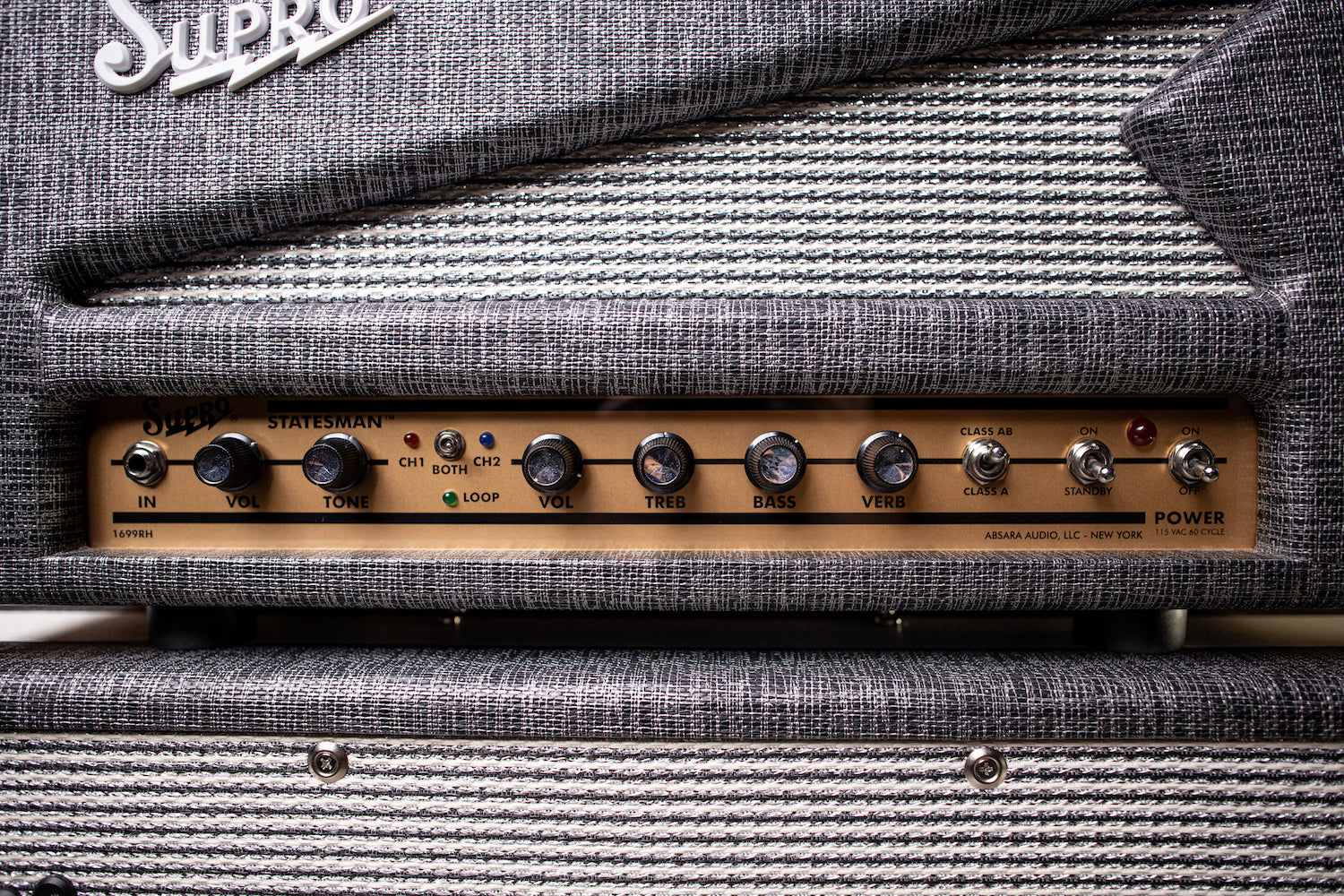 Supro 1699RH Statesman 50 Watt Tube Head - Gray - Walt Grace Vintage
