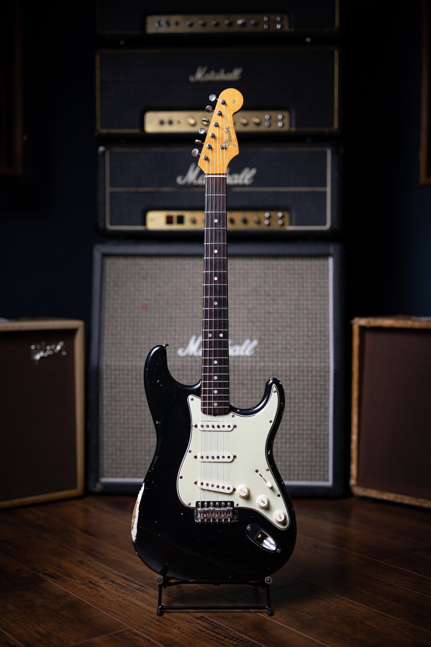 Rítmico mordedura comentario 1965 Fender Stratocaster Electric Guitar - Black – Walt Grace Vintage