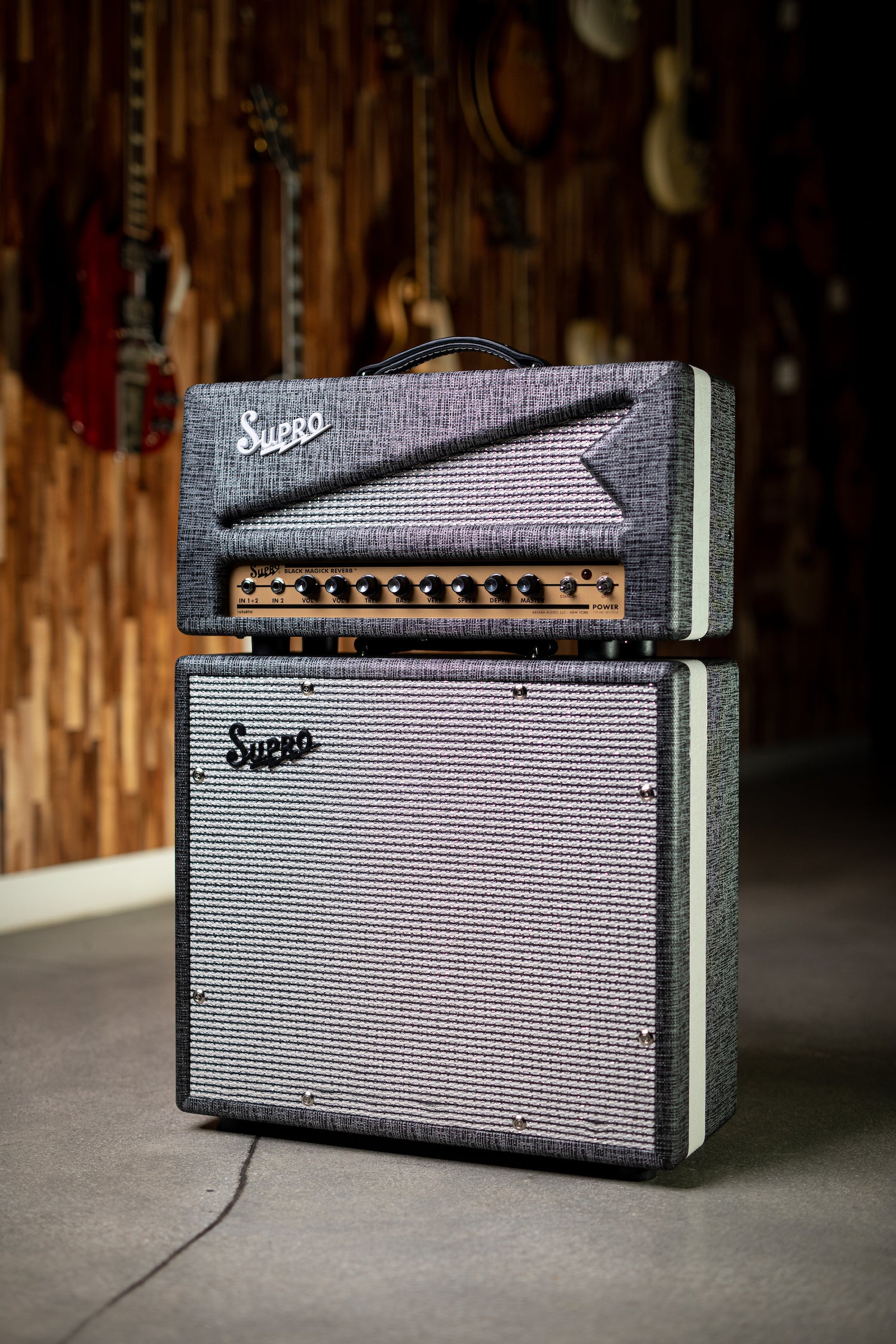 Supro 1696RTH Black Magick Reverb 25-watt Class A Tube Head - Gray - Walt Grace Vintage