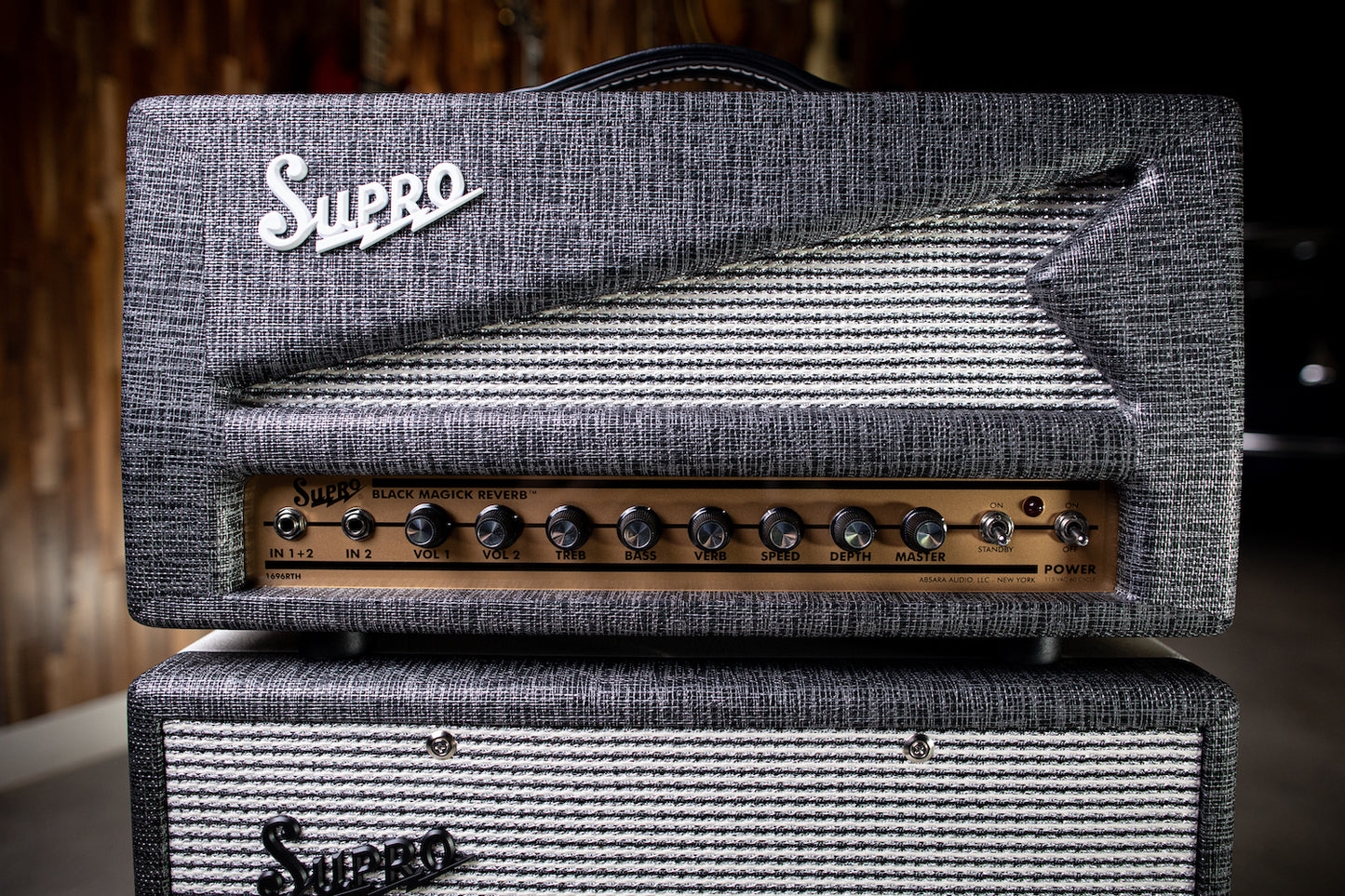 Supro 1696RTH Black Magick Reverb 25-watt Class A Tube Head - Gray - Walt Grace Vintage