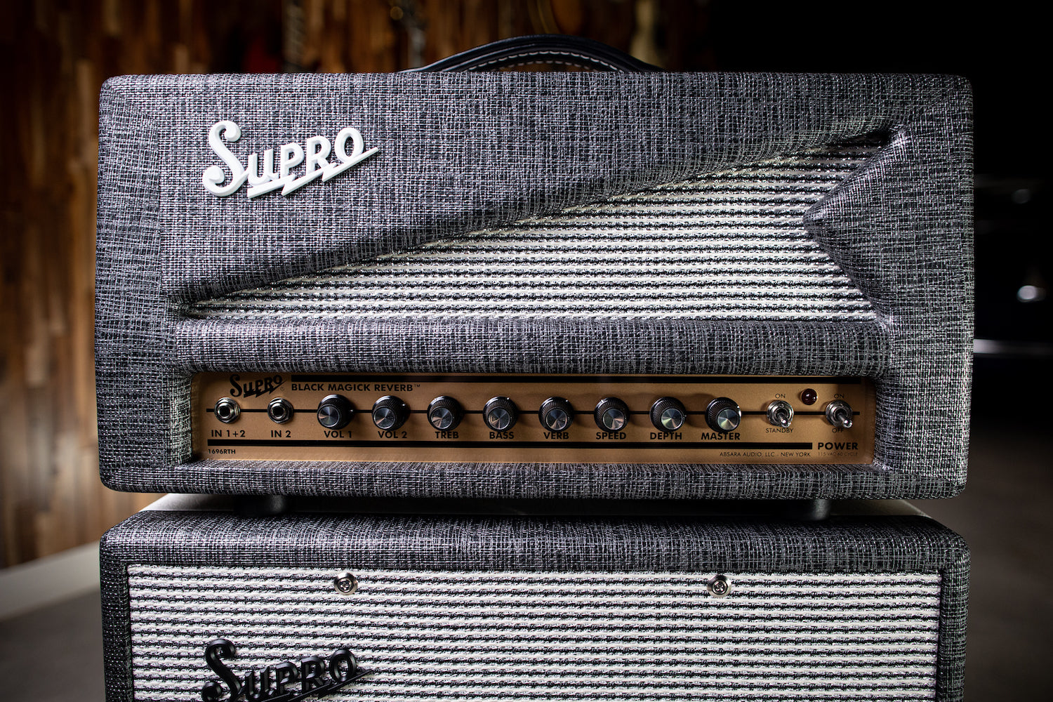 Supro 1696RTH Black Magick Reverb 25-watt Class A Tube Head - Gray - Walt Grace Vintage