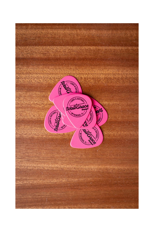 Walt Grace Vintage Celluloid Pick Pack .96mm - Pink Black Logo