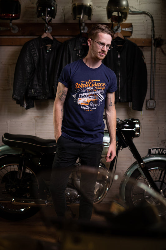 Walt Grace Vintage Navy Graphic T-Shirt - Gender Neutral - Walt Grace Vintage