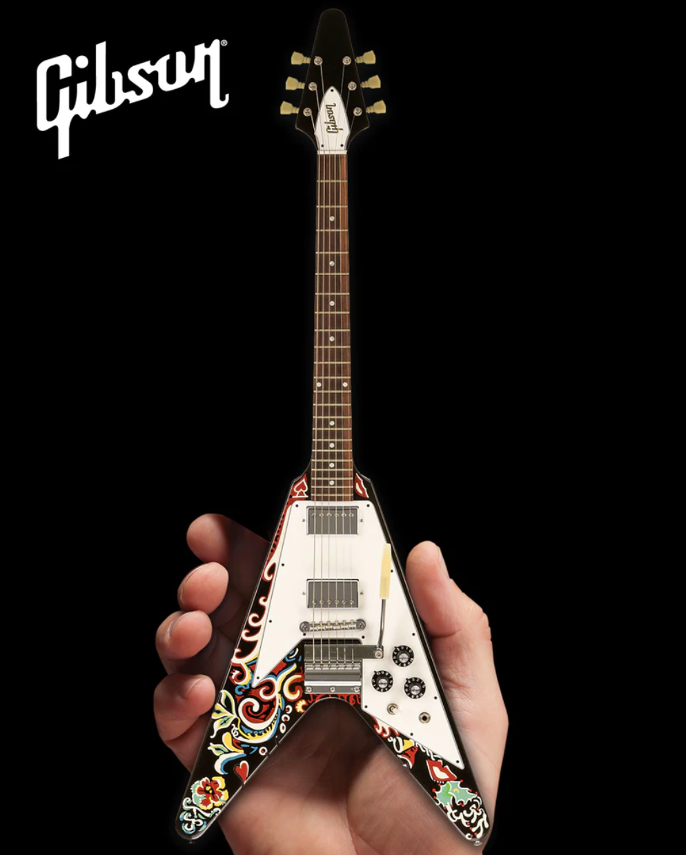 Jimi Hendrix Gibson Psychedelic Flying V Mini Guitar Walt