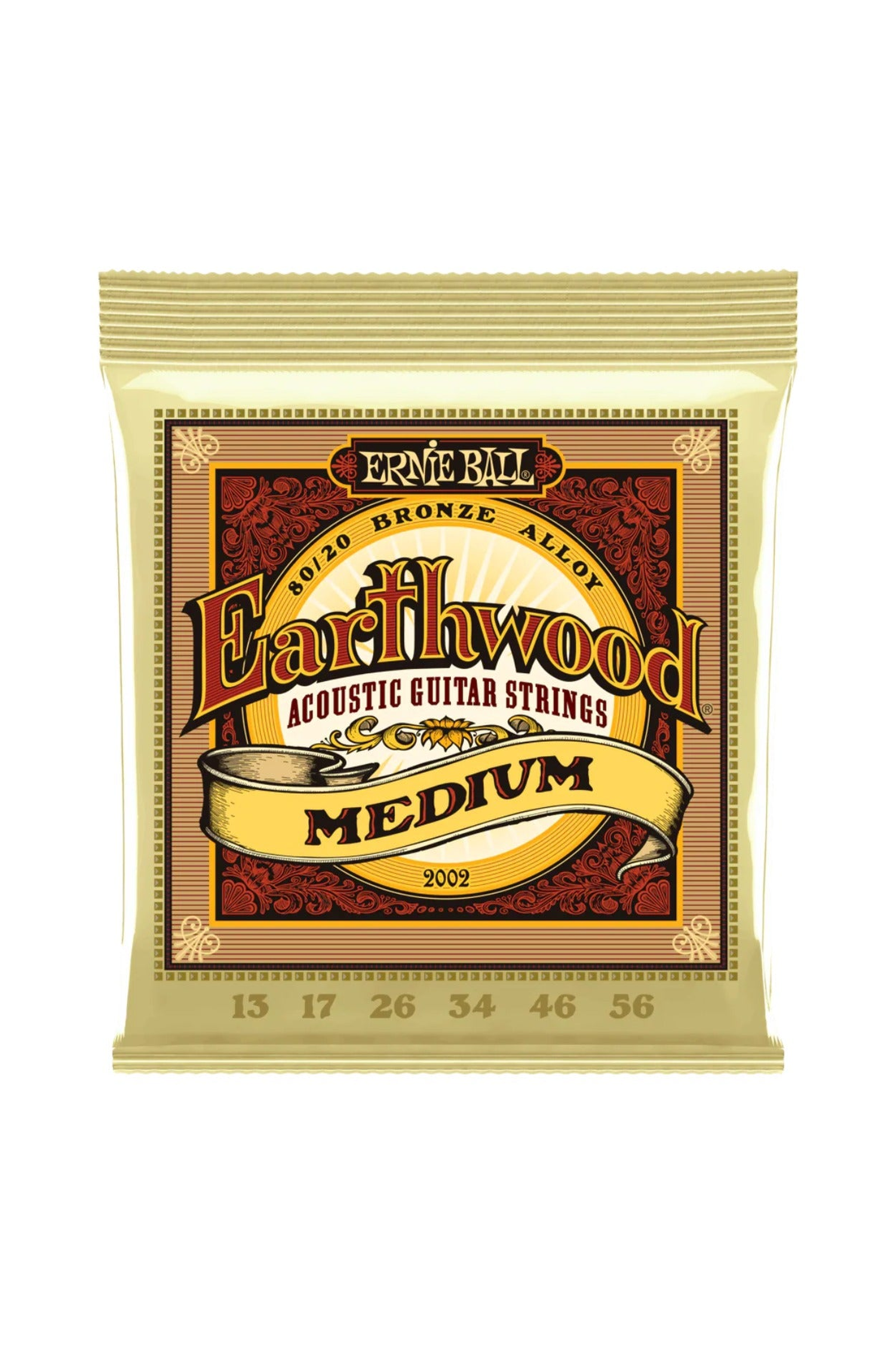 Ernie Ball 2002 Earthwood Medium 80/20 Bronze Acoustic Guitar Strings 13-56