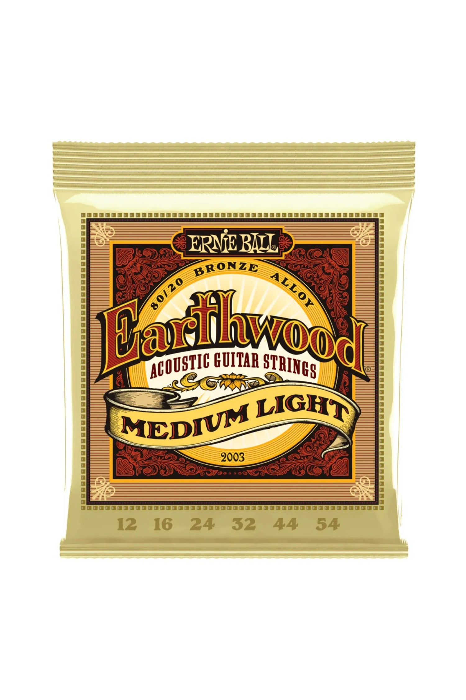 Ernie Ball 2003 Earthwood Medium/Light 80/20 Bronze Acoustic Guitar Strings 12-54