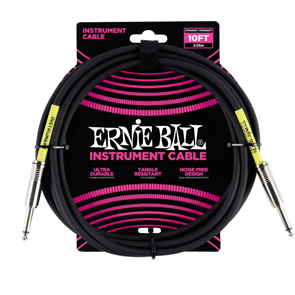 Ernie Ball Instrument Cable 10'  - Black - Walt Grace Vintage