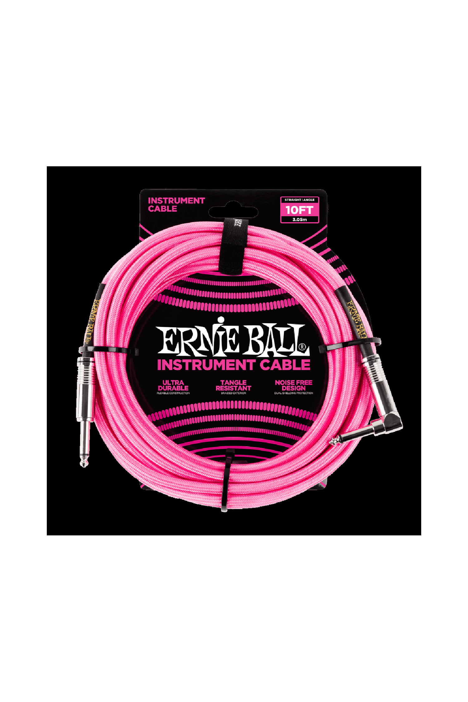 Ernie Ball Braided Instrument Cable 10' - Neon Pink