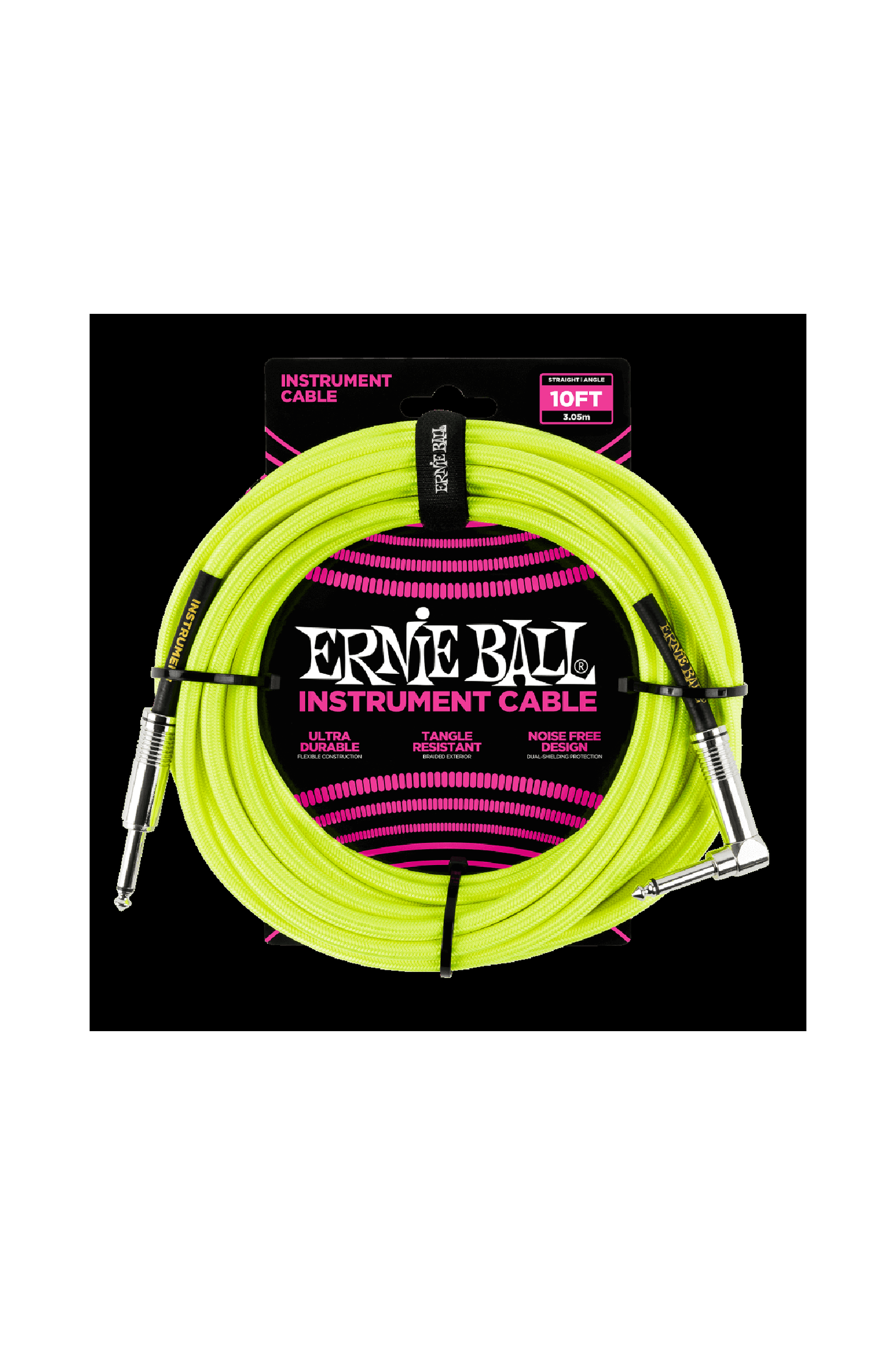 Ernie Ball Braided Instrument Cable 10' - Neon Yellow