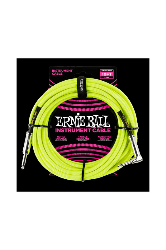 Ernie Ball Braided Instrument Cable 10' - Neon Yellow