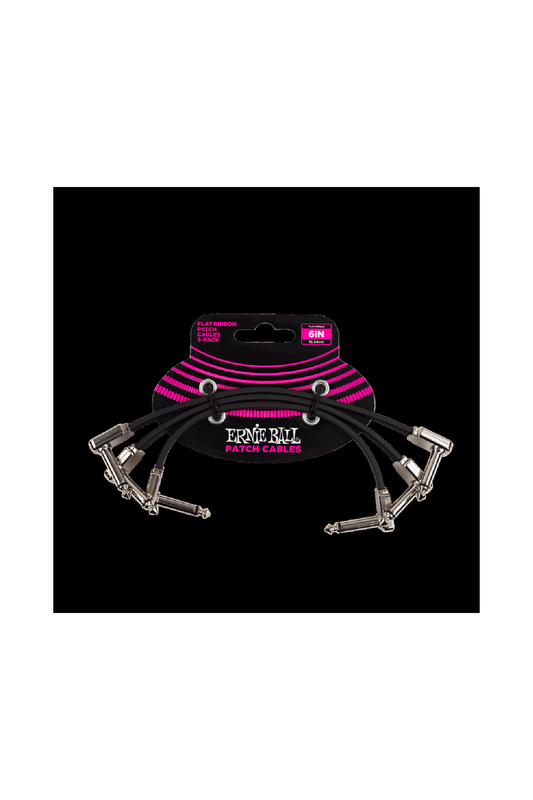 Ernie Ball Flat Ribbon Patch Cable 6" - 3 Pack