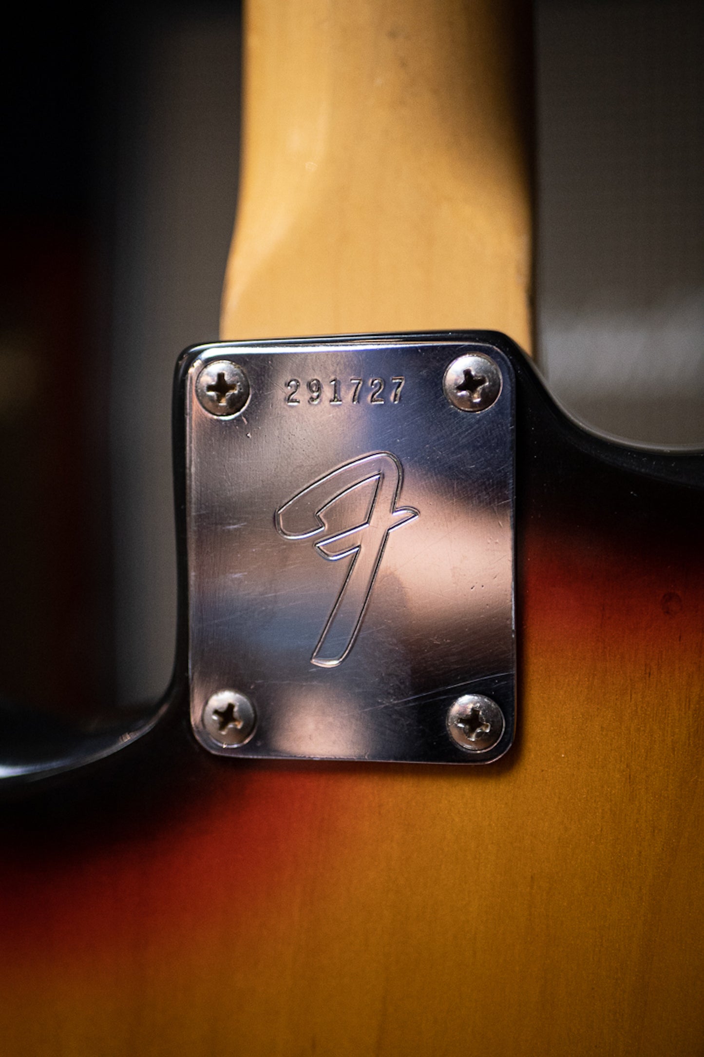 1970 Fender Stratocaster Electric Guitar - Sunburst Back plate