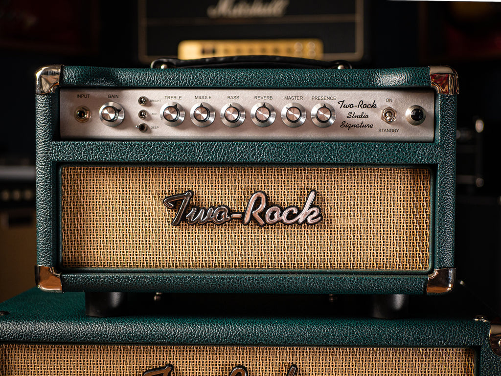 Two-Rock Studio Signature 35 Watt Tube Head - Silver Chassis, British Racing Green, Cane Grill, Silver Knobs - Walt Grace Vintage