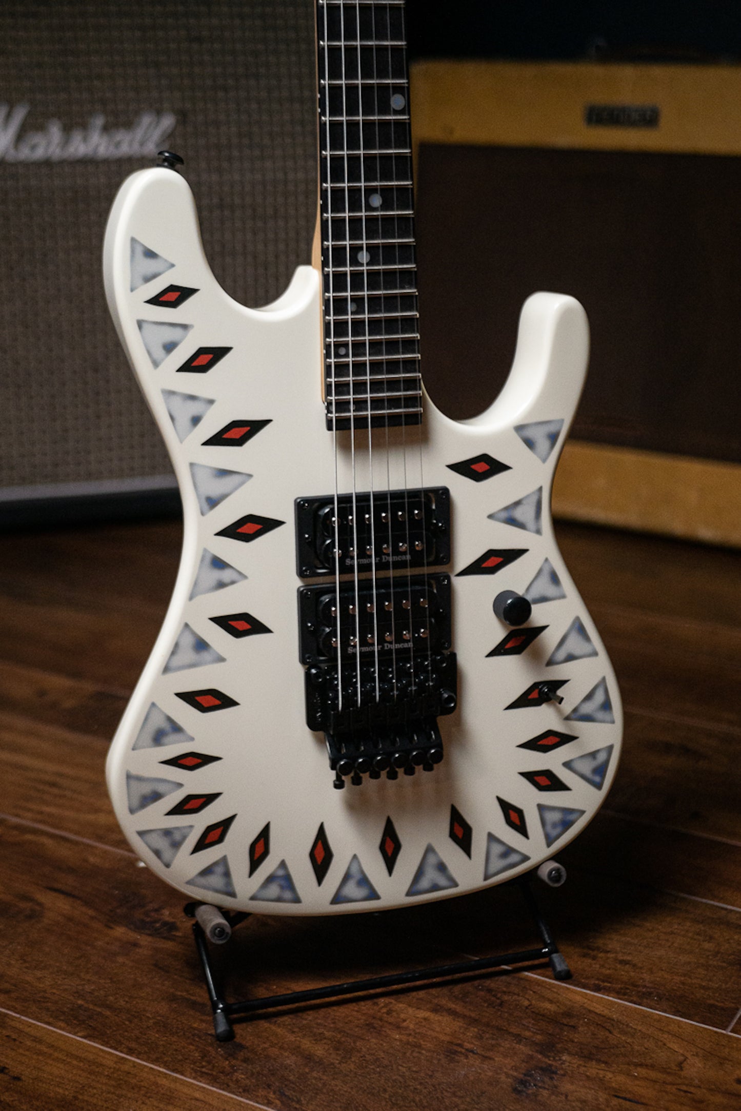 Kramer NightSwan Electric Guitar - Vintage White with Aztec Graphic