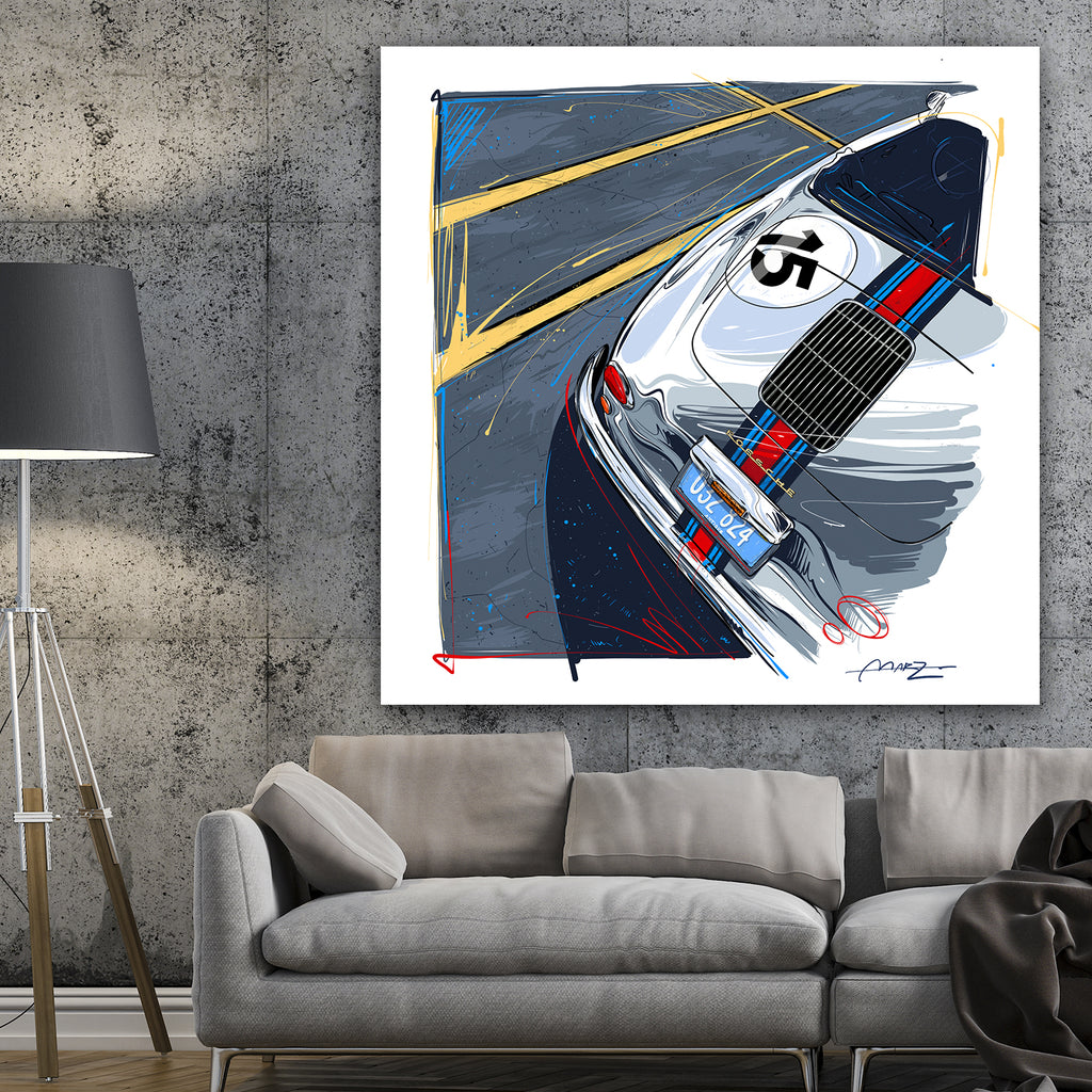 Marz Ink - Porsche 356 Speedster Martini (Rear) (ACRYLIC/METAL) - 1 of 50 - Walt Grace Vintage