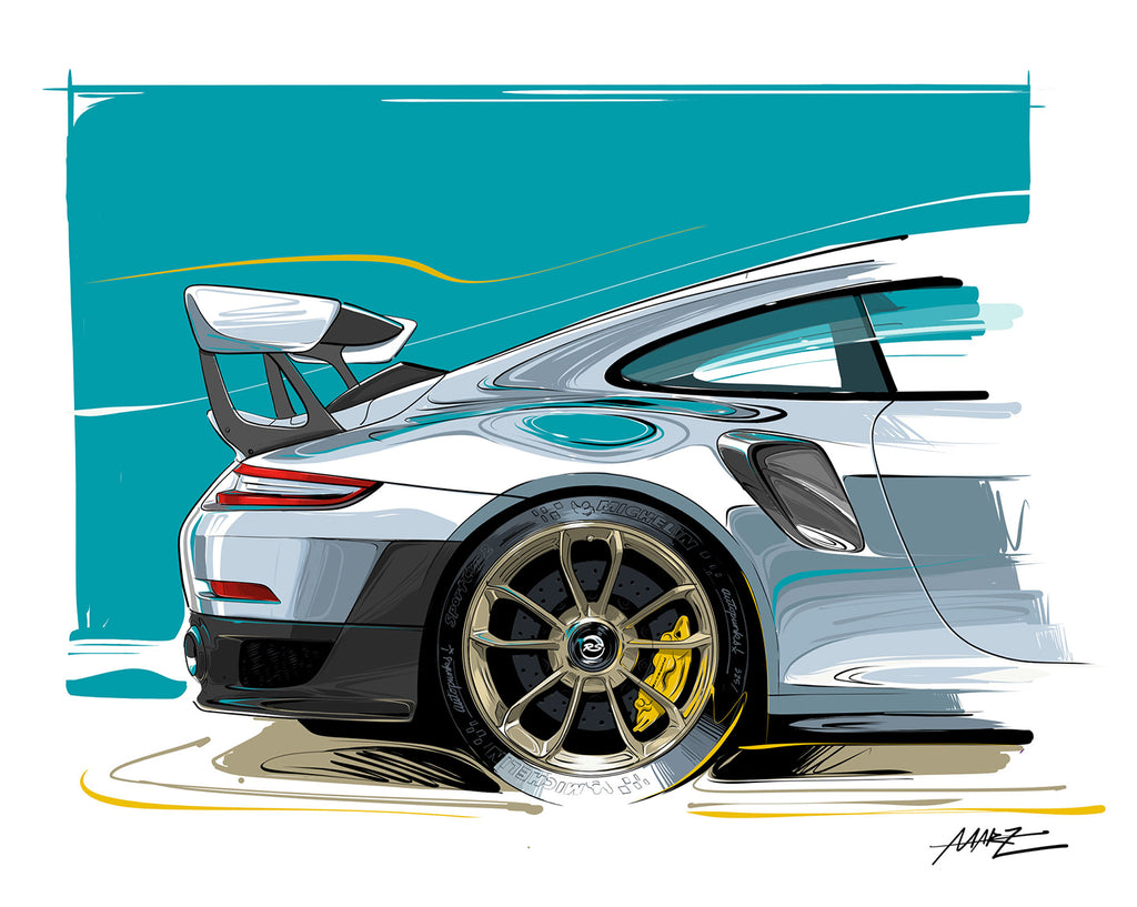 Marz Ink - Porsche 911 GT2RS (Rear) (ACRYLIC/METAL) - Walt Grace Vintage