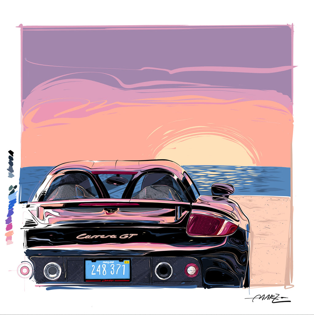Marz Ink - Carrera GT "Miami Beach Sunset"(ACRYLIC/METAL) - 1 of 50 - Walt Grace Vintage
