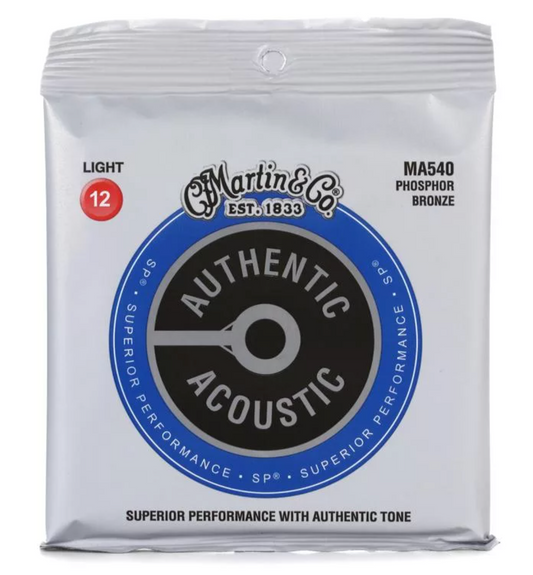 Martin MA540 Authentic Acoustic SP Guitar Strings Phosphor Bronze - Light 12's - Walt Grace Vintage