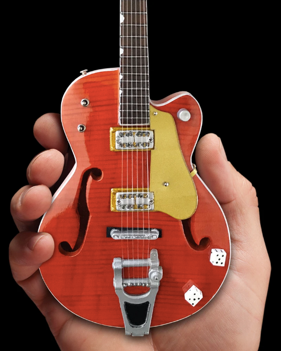 Brian Setzer Nashville Orange Dice Hollow Body Mini Guitar - Walt Grace Vintage
