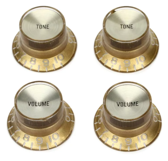 Gibson Top Hat Knobs Set of 4 - Gold with Gold Metal Insert