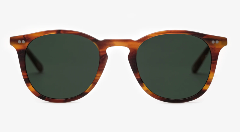 Johann Wolff Sunglasses - Kepler in Matte Tigerwood w/ Green Polarized Lenses