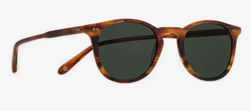 Johann Wolff Sunglasses - Kepler in Matte Tigerwood w/ Green Polarized Lenses