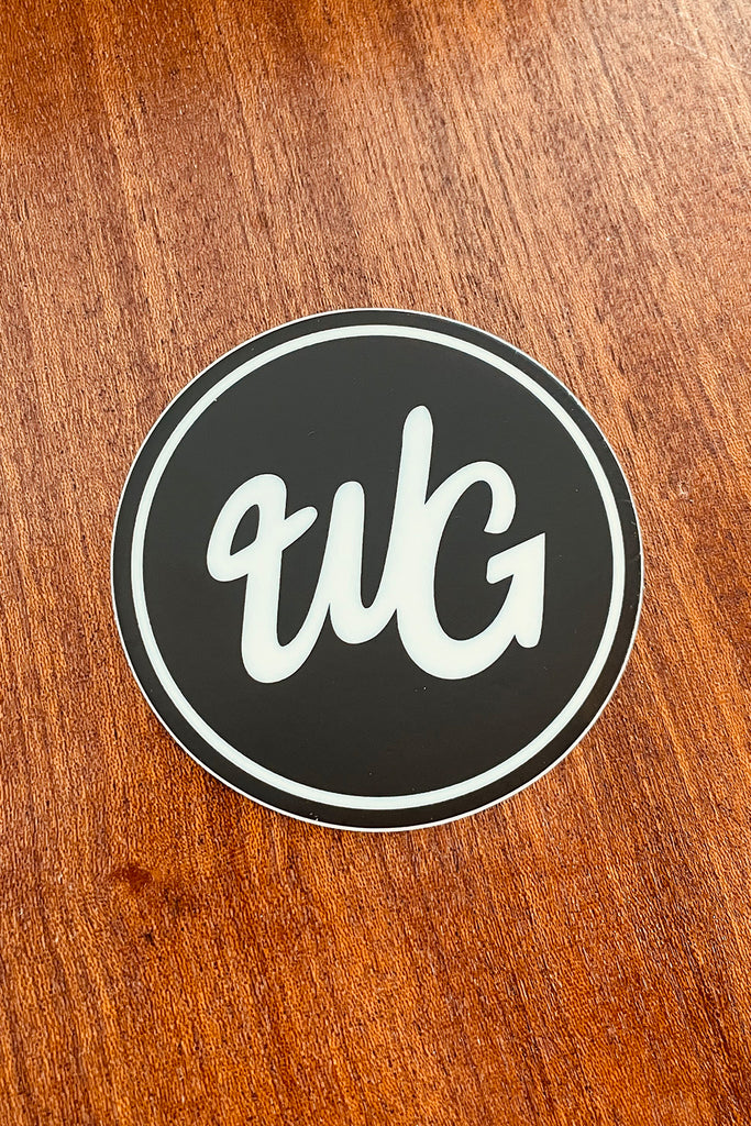 Walt Grace Vintage "WG" Round Sticker 3" - Black
