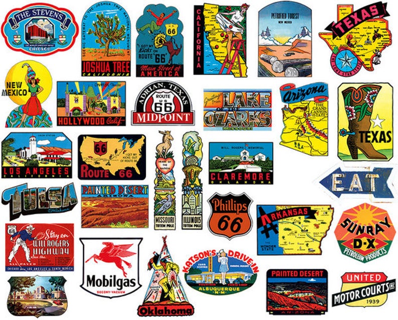 Route 66 - Vintage Stickers - Walt Grace Vintage